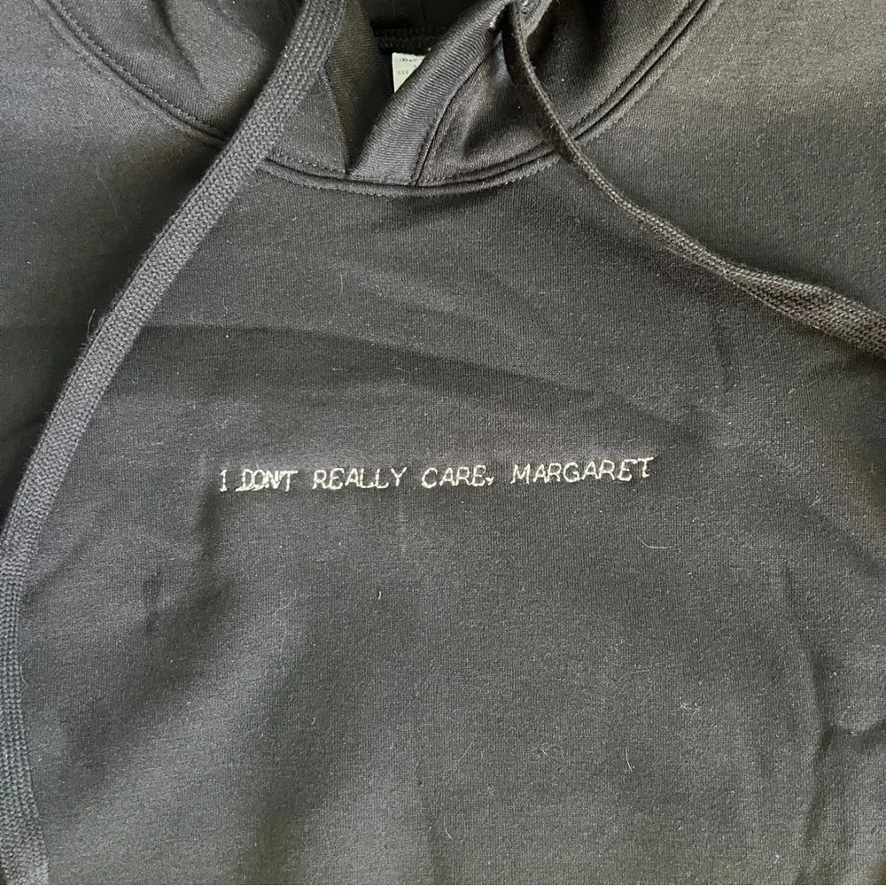 I DON’T REALLY CARE, MARGARET Black Hoodie Size L/XL - Picture 2 of 8